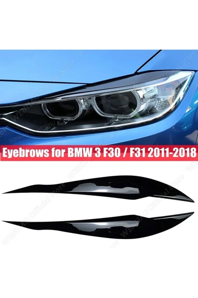 YıldızTuning Bmw F30 Far Üstü Kaşı Piano Black Kaplama 2012-2018 - 1