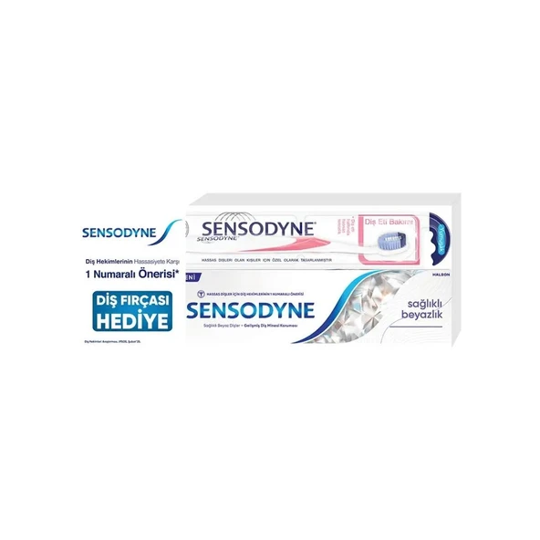 Sensodyne Sağlıklı Beyazlık Diş Macunu 75 ml + Diş Eti Bakımı Diş Fırçası - 1