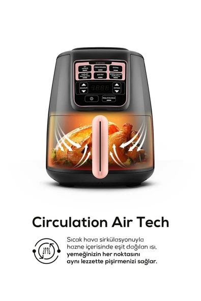 Karaca Air Pro Cook Xl 2 In 1 Konuşan Airfryer Rosegold 4 Kişilik - Resim 5