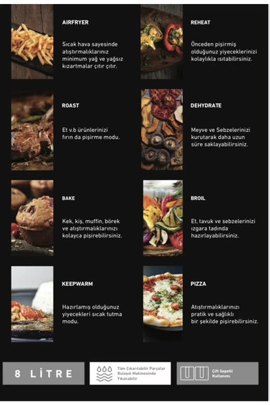 King Pro Kyf32 Magıcchef Plus Dual Air Fryer Pişirme Robotu - Resim 4