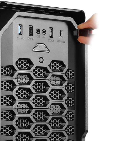 Green Striker Midtower Gaming Bilgisayar Kasası (3×120mm Fan, 6 Fan Desteği, Siyah) – 700W 80+ Bronze PSU Dahil - 4