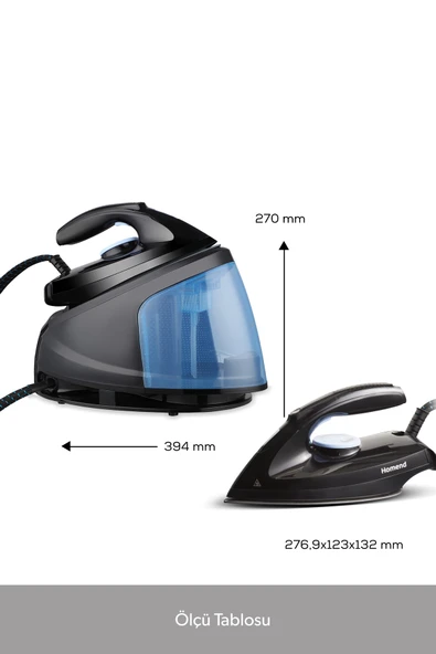 HOMEND Steamwork Buhar Kazanlı Ütü Siyah Mavi 2400 W - 3
