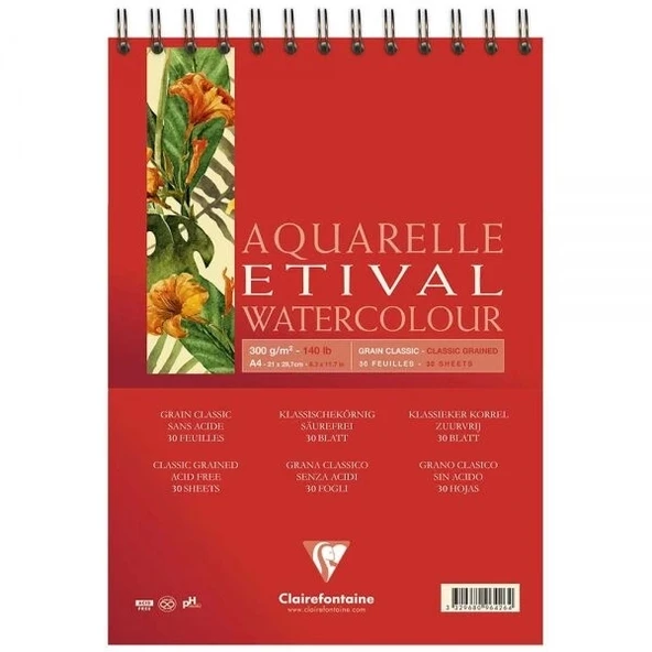 Supertrend Etival Classic Sulu Boya Defteri Blok Üstten Spiralli 300 gr. A4 30 yaprak ürün görseli