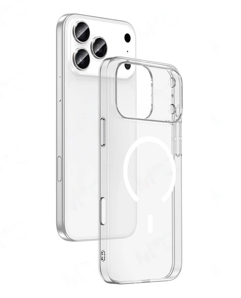 İphone 17Promax Uyumlu Kılıf Magsafe Wireless Kablosuz Şarj Destekli Sert Şeffaf Darbe Emici Kapak - Resim 10