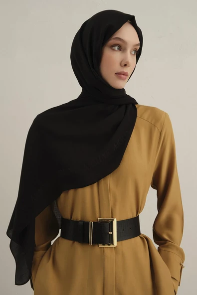 Logo Bordürlü Pamuk İpek Şal 1 - Resim 7