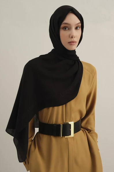 Logo Bordürlü Pamuk İpek Şal 1 - Resim 5