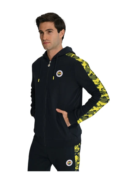 Fenerbahçe Lacivert Tribün Lazer Baskılı Kamuflaj Detaylı Erkek Sweatshirt - Resim 3