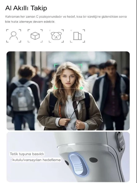 360 Derece  Akıllı Yüz Takipli Tripodlu Selfie Gimbal Otomatik Döner Telefon Tutucu, Gri - 5