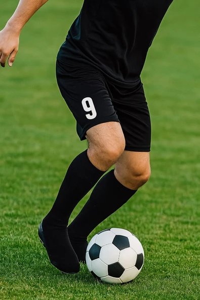 Erkek Siyah Futbol Şortu ve Çorabı Seti - Numara Baskılı Spor Kombin (9 Numara)