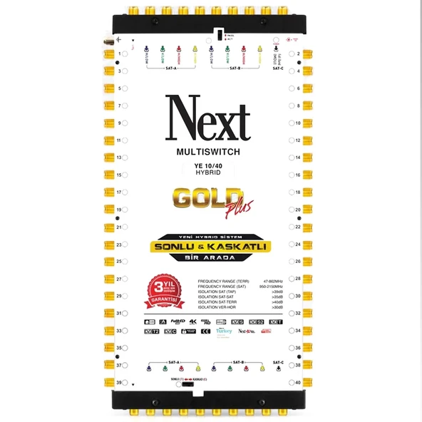 Next Multiswitch Sonlu Kaskatlı Bir Arada Uydu Santral 10/40 Hybrid