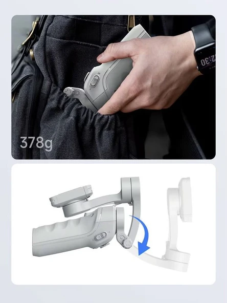 360 Derece  Akıllı Yüz Takipli Tripodlu Selfie Gimbal Otomatik Döner Telefon Tutucu, Gri - 2