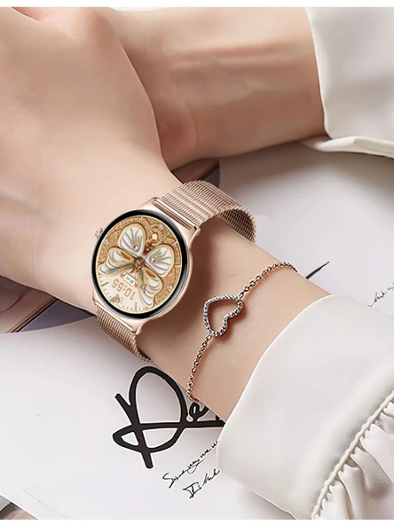 Logia Ultra Thin Femme 48mm Çelik Kasa Metal Kordon Akıllı Saat - 6