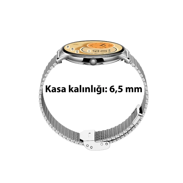 Logia Ultra Thin Femme 48mm Çelik Kasa Metal Kordon Akıllı Saat - 5
