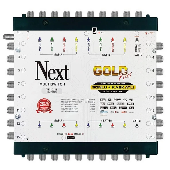 Next Multiswitch Sonlu Kaskatlı Bir Arada Uydu Santral 10/16 Hybrid ürün görseli
