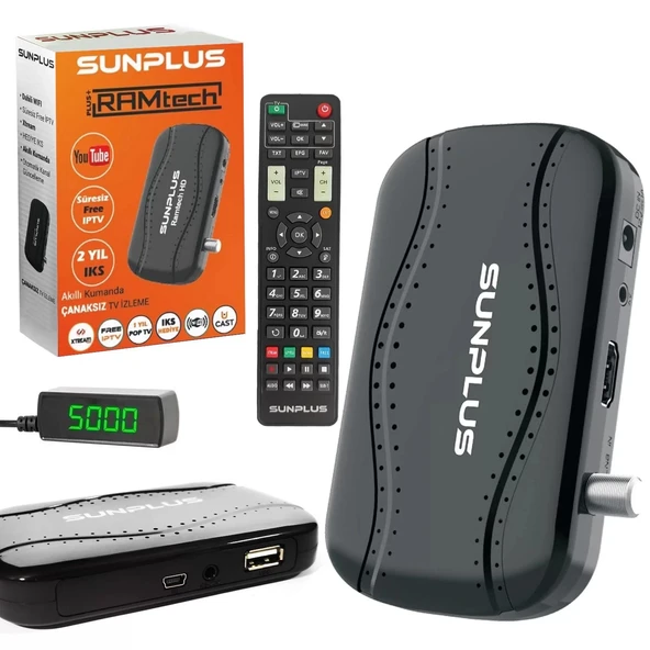 Sunplus Ramtech Plus+ Uydu Alıcı Mini Full Hd Iptv Dahili Wifi Ucast Iks Hediye + Süresiz Iptv