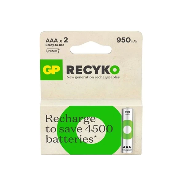 Gp Recyko Şarjlı Pil Aaa İnce Kalem 950 Mah 4500 Series Ni-mh 2li Paket
