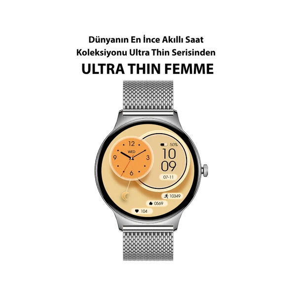 Logia Ultra Thin Femme 48mm Çelik Kasa Metal Kordon Akıllı Saat - 3