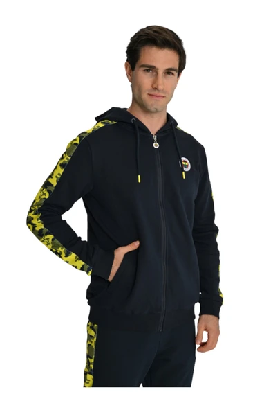 Fenerbahçe Lacivert Tribün Lazer Baskılı Kamuflaj Detaylı Erkek Sweatshirt - Resim 4