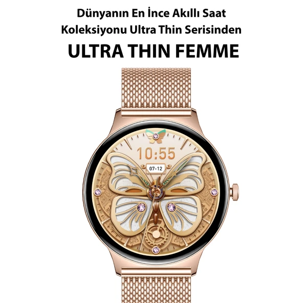 Logia Ultra Thin Femme 48mm Çelik Kasa Metal Kordon Akıllı Saat - 8