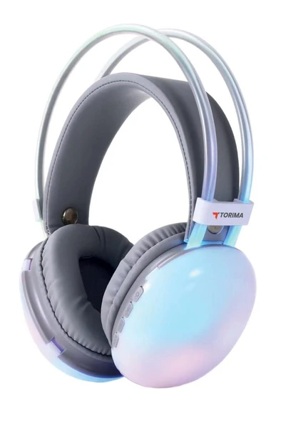 Torima HD-40 Beyaz Kablosuz RGB Işıklı Kulak Üstü Bluetooth Kulaklık - Resim 6