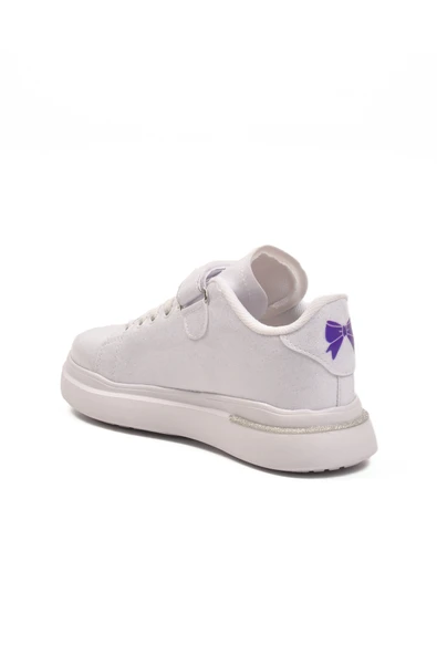 Aspor Beyaz Rugan Simli Cırtlı Kız Çocuk Spor Ayakkabı - Resim 4
