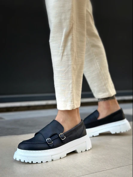 ET0242 Tokalı Klasik Yüksek Taban Siyah Erkek Ayakkabı - Resim 2