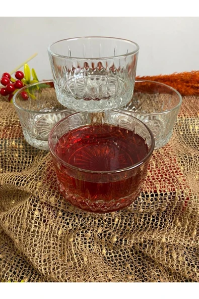 Lav odin cam kase çerezlik - 6 lı çok amaçlık kahvatılık sunum kasesi - 3