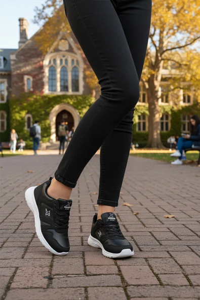 Aspor Siyah Beyaz Unisex Spor Ayakkabı - Resim 3