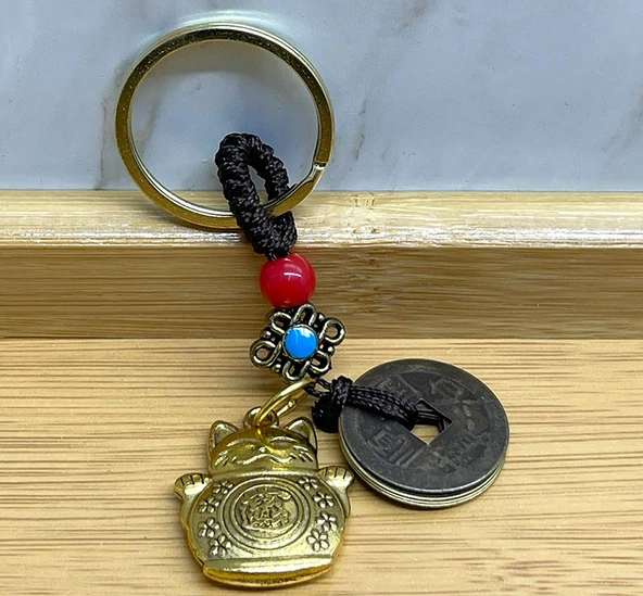 Periboia Metal Şans Ve Bereket Kedisi Anahtarlık Model 4