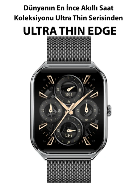 Logia Ultra Thin Edge 48mm Çelik Kasa Metal Kordon Akıllı Saat - 8