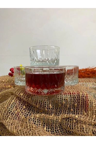 Lav odin cam kase çerezlik - 6 lı çok amaçlık kahvatılık sunum kasesi - 4