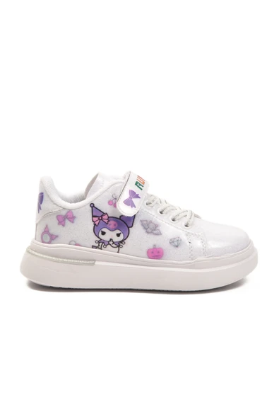 Aspor Beyaz Rugan Simli Cırtlı Kız Çocuk Spor Ayakkabı