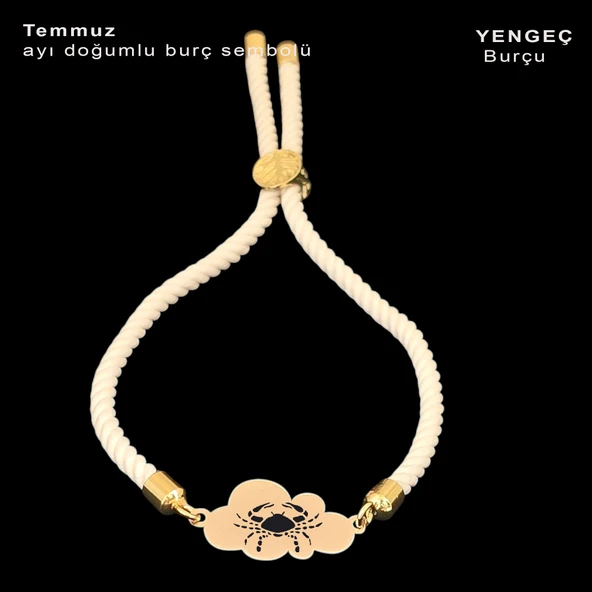 Burca Özel Bulut Motifli Beyaz Örgü İpli 14 Ayar Altın Plakalı Hediye Bileklik-362 ürün görseli