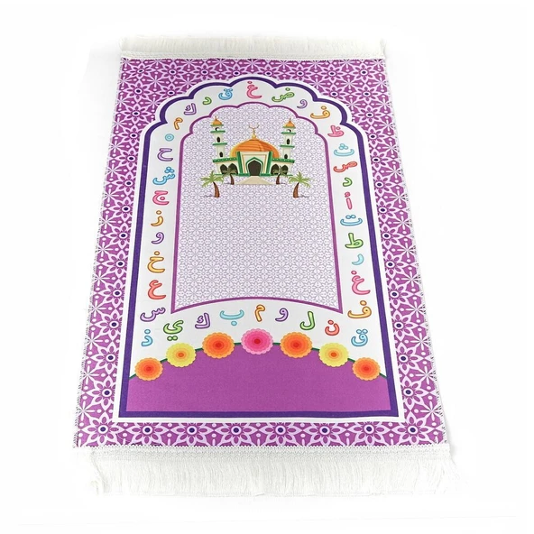 İsme Özel Çocuk Seccadesi Aksa - Mor 45x82 cm - 110 gr - Tesbih Hediyeli - ikranur - 2