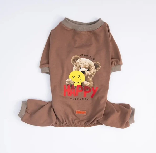 Pawstar Happy Teddy Küçük Irk Köpek Penye Tulum Pijama - 3