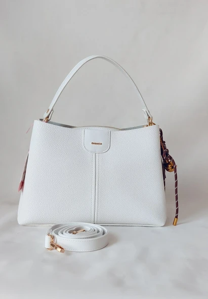 25AA266 Model Sarach Marka Beyaz Renk El ve Omuz Çantası