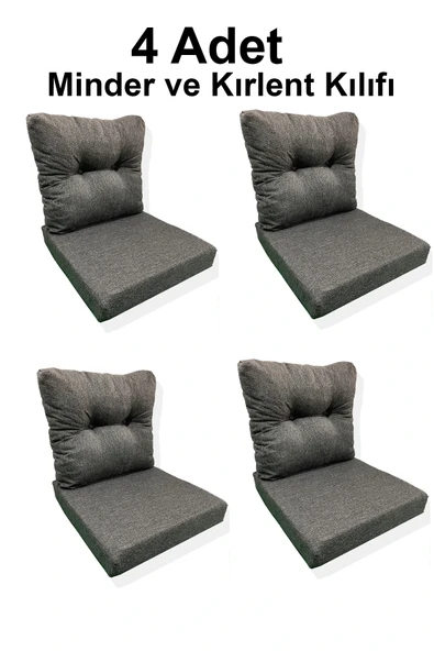 adımshops 4 Adet Bahçe Balkon Mobilyası Minderi Kılıfı (4 ADET MİNDER, 4 ADET KIRLENT Yanlızca Kılıf Gönderile