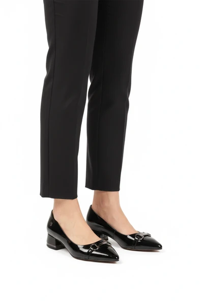 Pierre Cardin Siyah Rugan Dar Kalıp Kadın Topuklu Ayakkabı ürün görseli