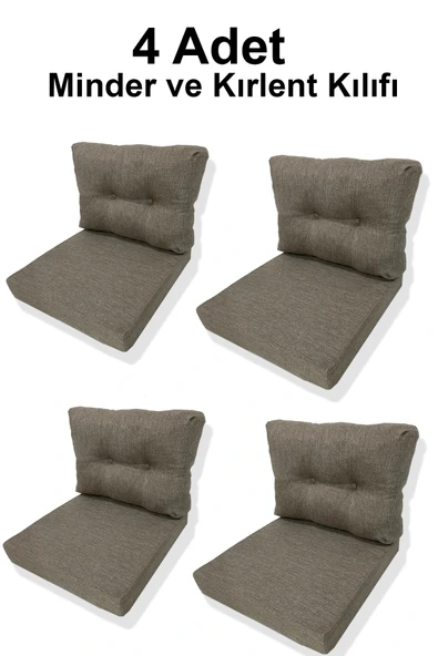 adımshops 4 Adet Bahçe Balkon Mobilyası Minderi Kılıfı (4 ADET MİNDER, 4 ADET KIRLENT Yanlızca Kılıf Gönderile