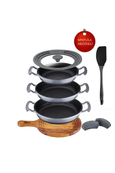 Try Cook 7 Parça Yanmaz-Yapışmaz Sahan Seti Gri ürün görseli