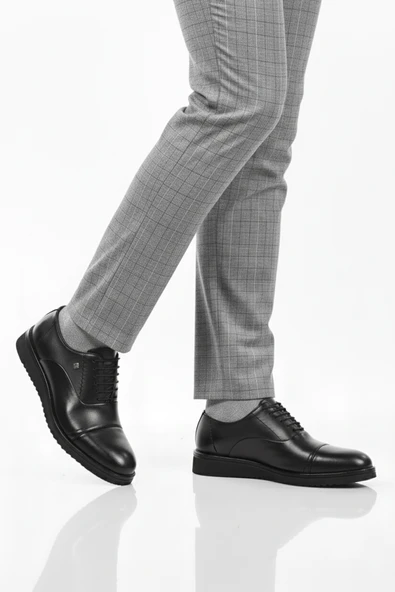 Fosco Siyah Eva Taban Hakiki Deri Erkek Klasik Ayakkabı