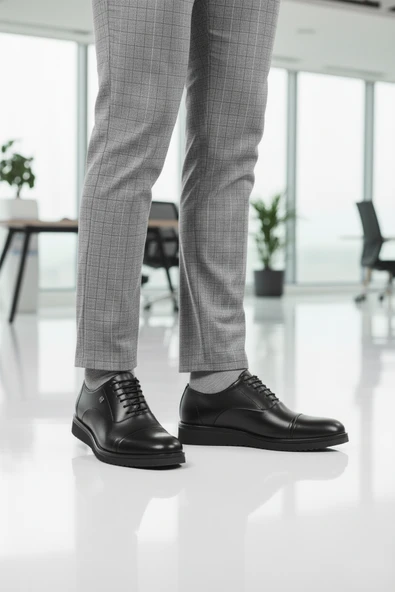 Fosco Siyah Eva Taban Hakiki Deri Erkek Klasik Ayakkabı - 3