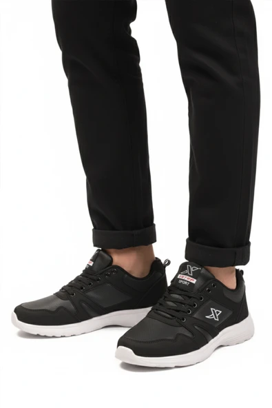 Aspor Siyah Beyaz Bağcıklı Erkek Spor Ayakkabı ürün görseli