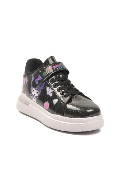 Aspor Siyah Rugan Simli Cırtlı Kız Çocuk Spor Ayakkabı - Resim 3