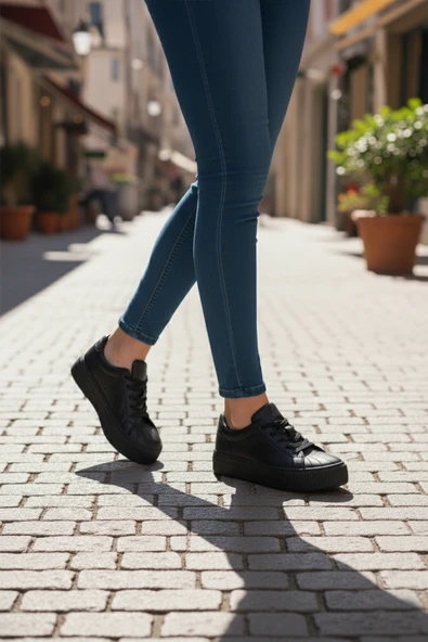 Aspor Siyah Bağcıklı Unisex Spor Ayakkabı - Resim 3