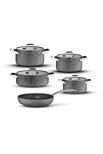 Stone-Age 9 Parça Çizilmez Yanmaz Yapışmaz İndüksiyonlu Tencere Seti ürün görseli