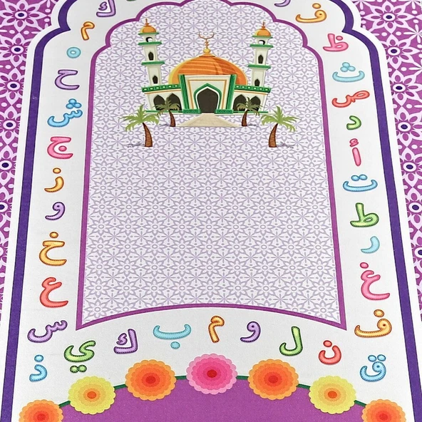 İsme Özel Çocuk Seccadesi Aksa - Mor 45x82 cm - 110 gr - Tesbih Hediyeli - ikranur - 3