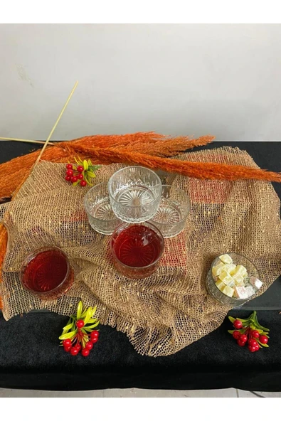 Lav odin cam kase çerezlik - 6 lı çok amaçlık kahvatılık sunum kasesi