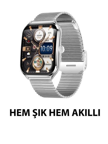 Logia Ultra Thin Edge 48mm Çelik Kasa Metal Kordon Akıllı Saat - 4