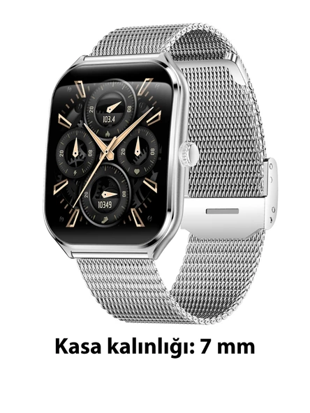 Logia Ultra Thin Edge 48mm Çelik Kasa Metal Kordon Akıllı Saat - 5